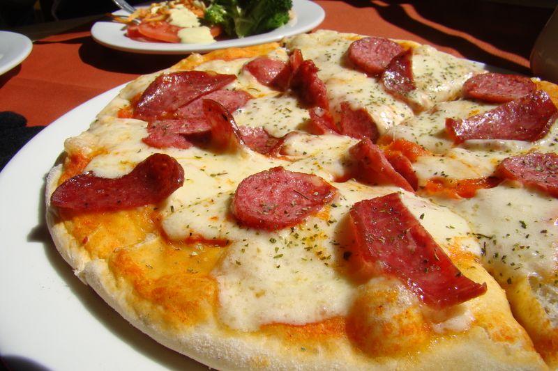 Via 313 Detroit-style pepperoni pizza with crispy edges